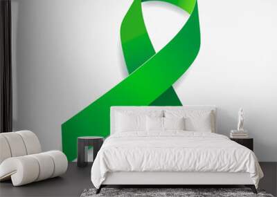 Green ribbon awareness Achondroplasia, Adrenal Cancer, Bipolar Disorder, Eye Cancer, Glaucoma, Infantile Scoliosis. Isolated on white background. Vector  illustration. Wall mural