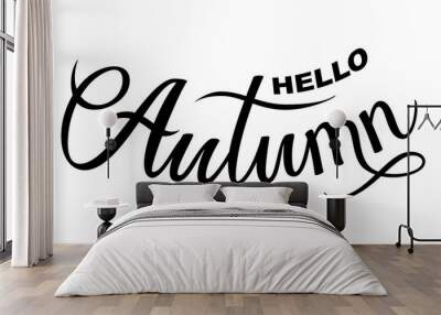 hand drawn lettering hello autumn Wall mural