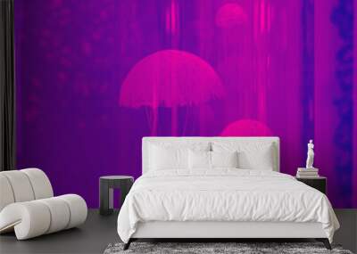 huge jellyfish duotone in vibrant bold gradient holographic colors. Concept art. minimal surrealism. abstract background Wall mural