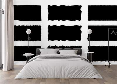 Jagged rectangle. Black simple shape. Rectangle paper template jagged and rough. Wall mural