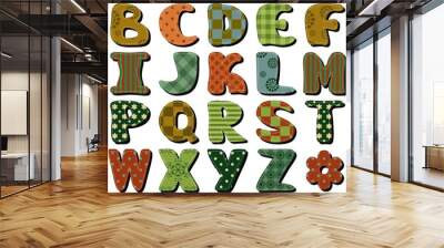 different texture scrapbook alphabet on white background	 Wall mural