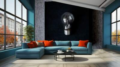 light bulb on gray background, creative ideas, concept inspiration Wall mural