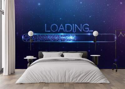 Loading bar, low poly style banner. Abstract modern vector illustration on blue background. Wall mural