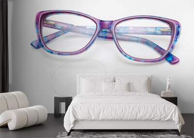 modern fashionable womens glasses for sight. frame and glass on a light background. Wall mural