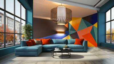 Modern style decoration lamp against colorful block wall background Wall mural