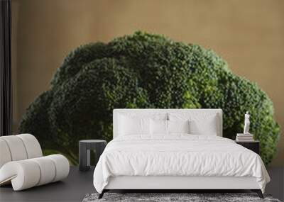 green fresh broccoli on brown rustic background Wall mural