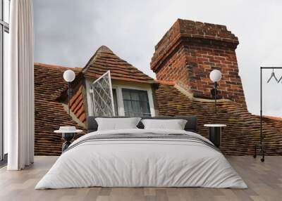 old style dormer windows and chimney Wall mural