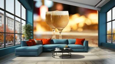 spanish coffee latte in tall glasses with morning sunny backgrou Wall mural