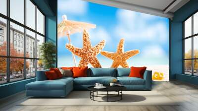 starfish with ocean , beach and seascape Wall mural