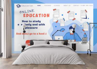 online education, school, university, training, student, man, guy, laptop, business, landing page, website Wall mural