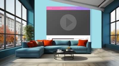 Online video player vector flat cartoon isolated, illustration of movie digital or internet web player modern trendy design Wall mural