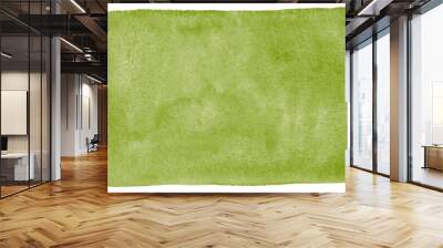 Khaki, olive green natural color watercolor creative texture. Watercolour stains artistic text background, rectangle frame. Painted textured template with rough artistic uneven edges. Wall mural