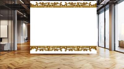 Panoramic golden frame for paintings, mirrors or photo isolated on white background Wall mural