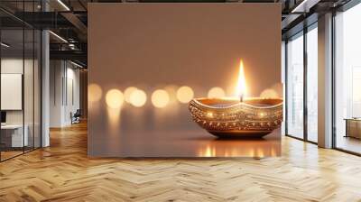 Photorealistic poster for Diwali celebration, empty copy space, traditional banner, card for celebrate  Wall mural