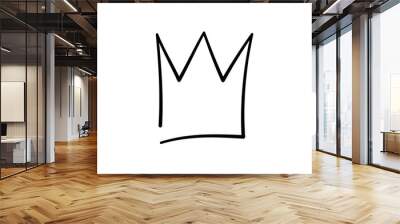 Hand drawn doodle crown. King crown sketch. Majestic tiara. King and queen royal diadem. Vector illustration isolated in doodle style on white background. Wall mural