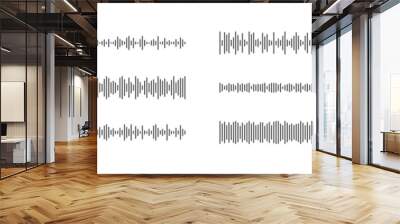 Podcast sound waves set. Waveform pattern for music player, podcast, voise message, music app. Audio wave icon. Equalizer template. Vector illustration isolated on white background. Wall mural