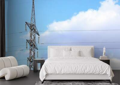 power line against the blue sky with clouds Wall mural