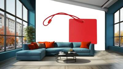 A blank red tag isolated on white background Wall mural