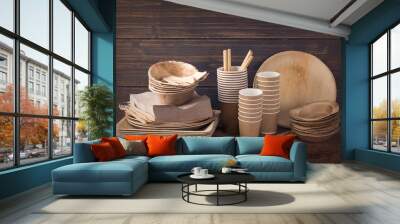 Eco friendly disposable tableware Wall mural