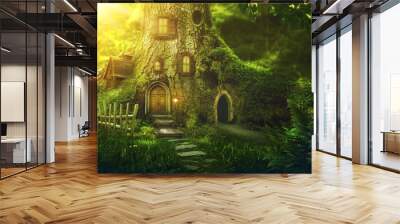 Fantasy tree house Wall mural