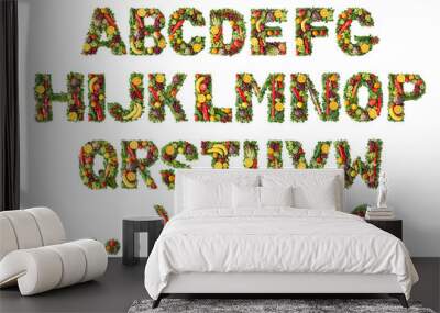 Fruit and vegetable alphabet Wall mural