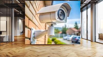 Security camera installed on a house wall in a sunny  environment Wall mural