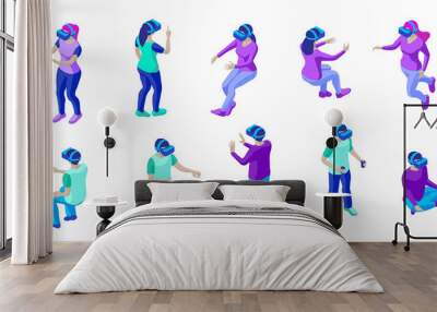 Set of people wearing vr helmets Wall mural