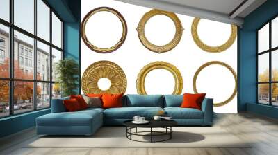 Set of round frames for paintings, mirrors or photo isolated on white background Wall mural