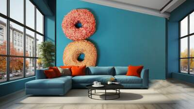 Delicious glazed donut on a bright background. Wall mural