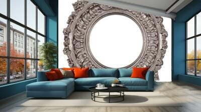 Silver frame for paintings, mirrors or photo isolated on white background. Design element with clipping path Wall mural