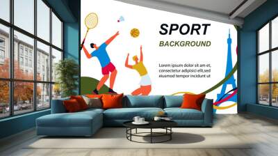 Sports background.Summer sports games. Abstract colorful background with athletes. Vector illustration. Wall mural