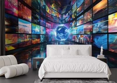 The futuristic digital display Wall mural