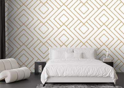 The geometric pattern with lines. Seamless vector background. White and gold texture. Graphic modern pattern. Simple lattice graphic design Wall mural