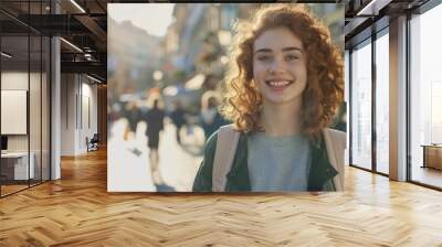 The Smiling Redhead Woman Wall mural