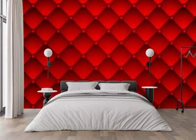 Red upholstery leather pattern background. Wall mural