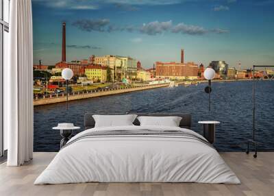 View of the Vyborg embankment from the Kantemirovsky bridge in St. Petersburg Wall mural