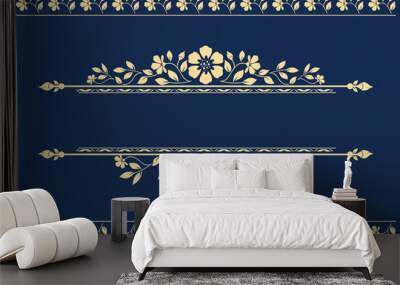 Vintage gold and dark blue element. Graphic vector design. Damask graphic ornament Wall mural