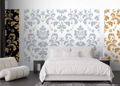 Wallpapers in the style of Baroque. Seamless vector backgrounds. Set of colored floral ornaments. Graphic patterns for fabric, wallpaper, packaging. Ornate Damask flower ornaments Wall mural