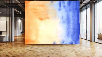 watercolor abstract background in two colors blue and orange, with gradient Wall mural