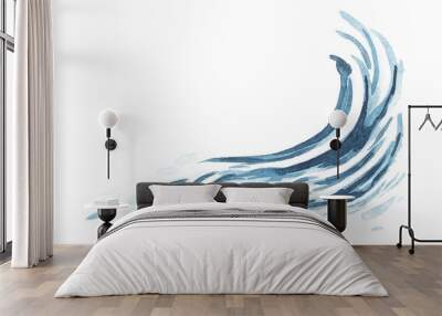 watercolor wave hand drawn illustration blue abstract nice drawing Wall mural