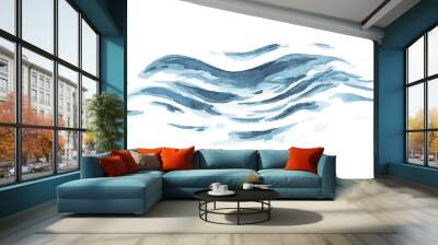 watercolor wave hand drawn illustration blue abstract nice drawing Wall mural