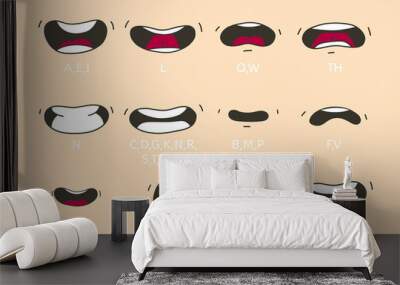 Cartoon talking mouth and lips expressions. Talking mouths lips for cartoon character animation. Wall mural