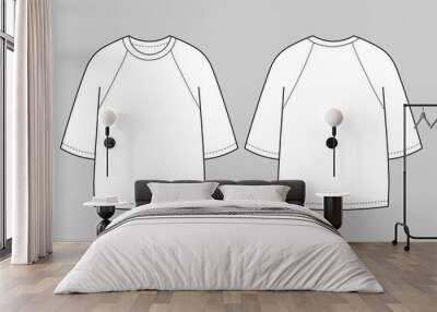 T shirt oversize for man and boy. Fashion wear front and back view. Vector flat design Wall mural