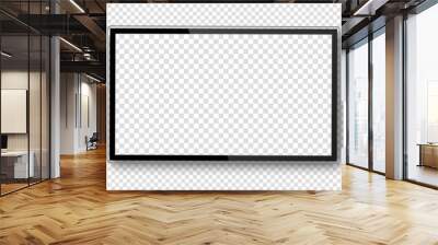 TV screen. Realistic 4k ultra hd monitor. Blank black tv screen. Modern high definition television. LCD vector display isolated on transparent background Wall mural