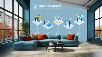 Business, technology and finance trends Wall mural