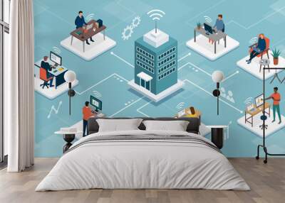 Business company managing telework online Wall mural