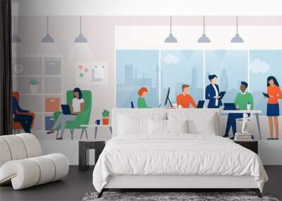 Business people working together in a coworking space Wall mural