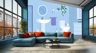 Clean bathroom interior with accessories, lifestyle and home decor concept Wall mural