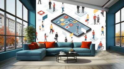 Connecting people and social media Wall mural