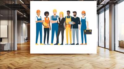 construction workers and engineers Wall mural